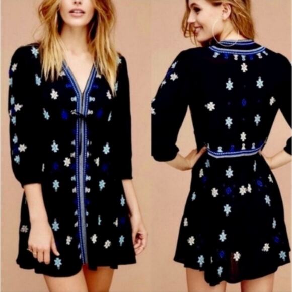 Free People Stargazer XS Black Mini Embroidered Dress - Picture 6 of 6